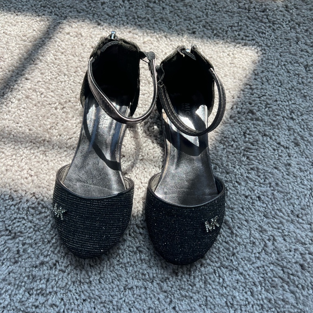 Michael Kors Black Glitter Kids Dress Shoes
